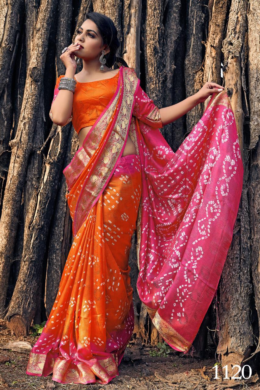 Silver Bandhej Latest Fancy Designer Festive Wear Saree Collection 